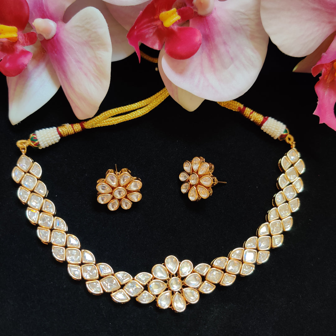 (0118NS018A100) Delicate Moissanite Kundan Choker