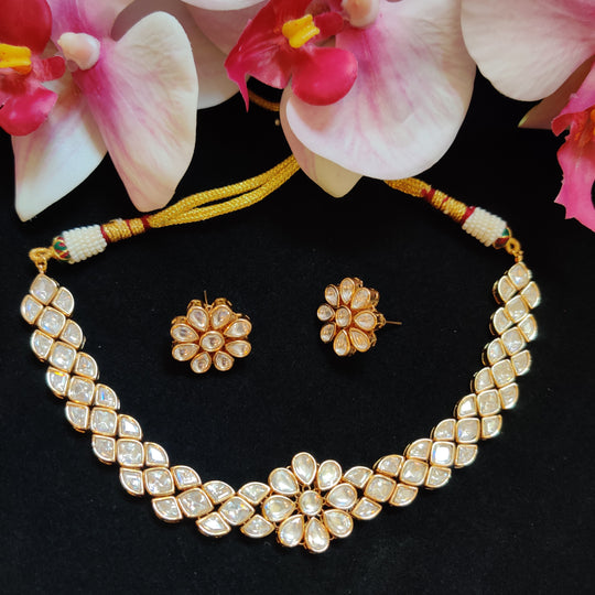 (0118NS018A100) Delicate Moissanite Kundan Choker