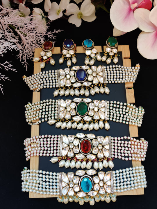 (0118NS037A100)  Moissanite Kundan Premium Choker