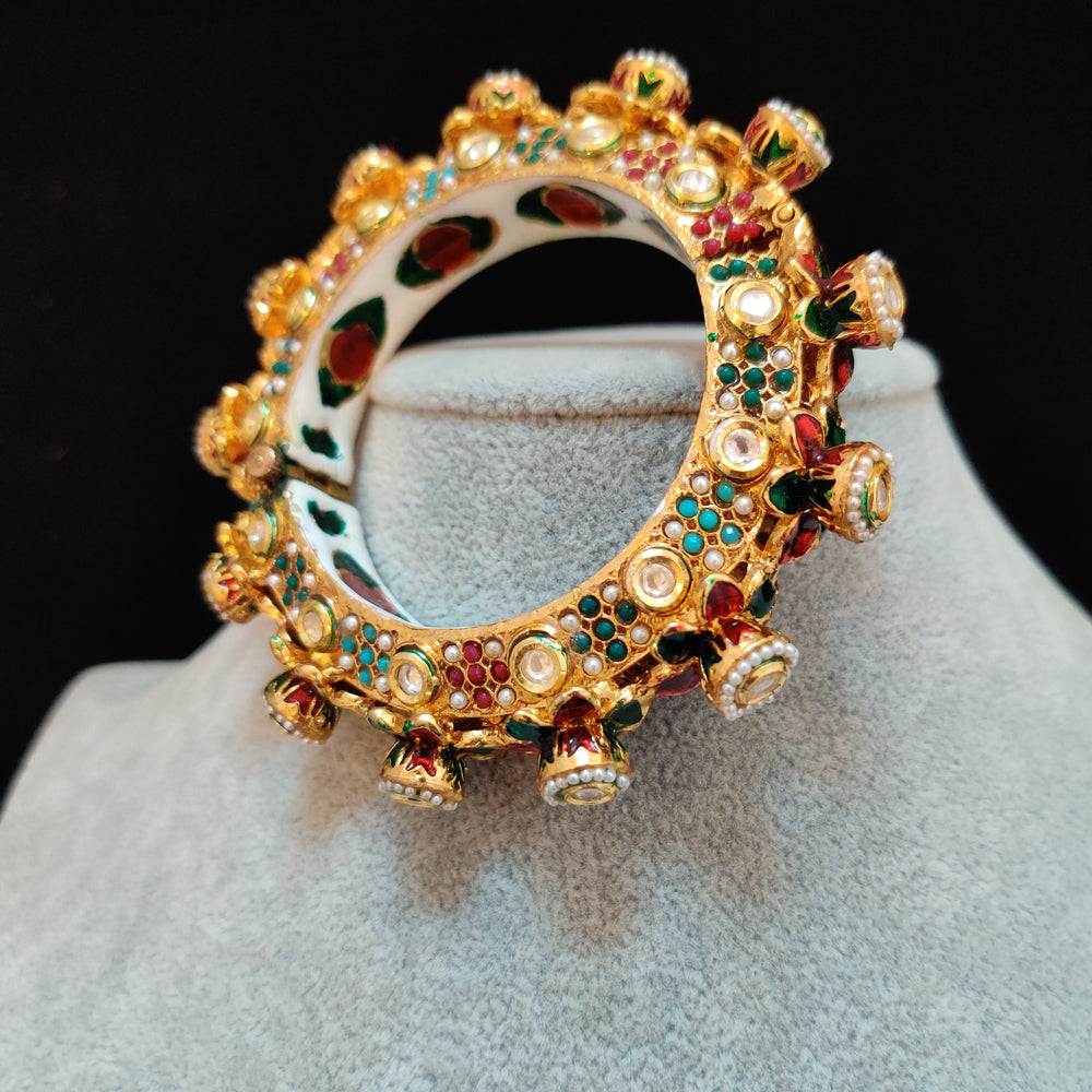 (0518BR008A200) Handcrafted Rajwadi Kundan Kada Pacheli Bangle