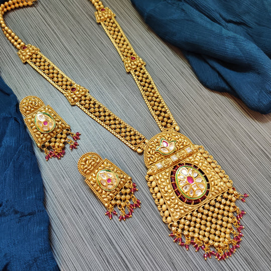 (7-14-NS9) Antique Gold Plated Premium Long Necklace