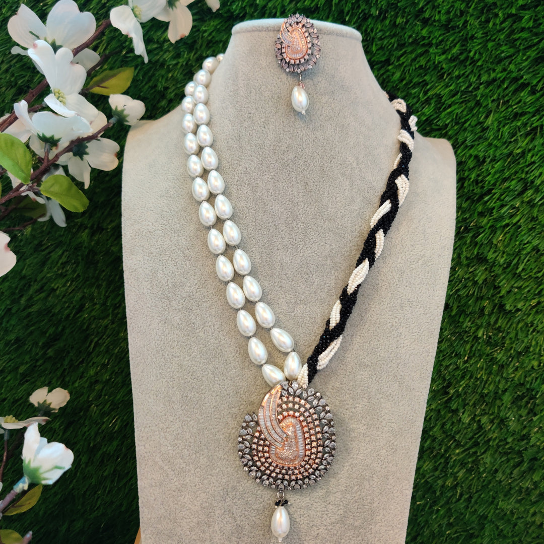 (0318NS029A100) CZ Baguette Real Pearl Statement Mala