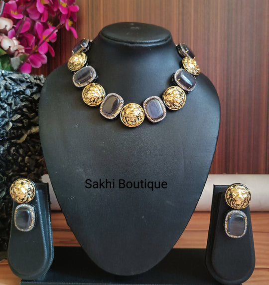 (0518NS36A100) Sabyasachi Inspired Monalisa Stone Necklace