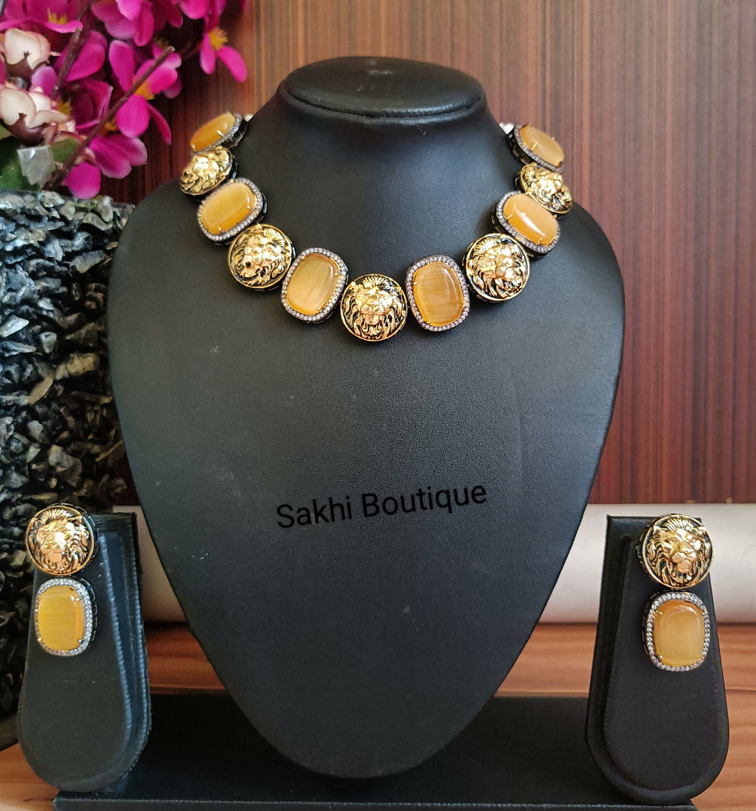 (0518NS36A100) Sabyasachi Inspired Monalisa Stone Necklace