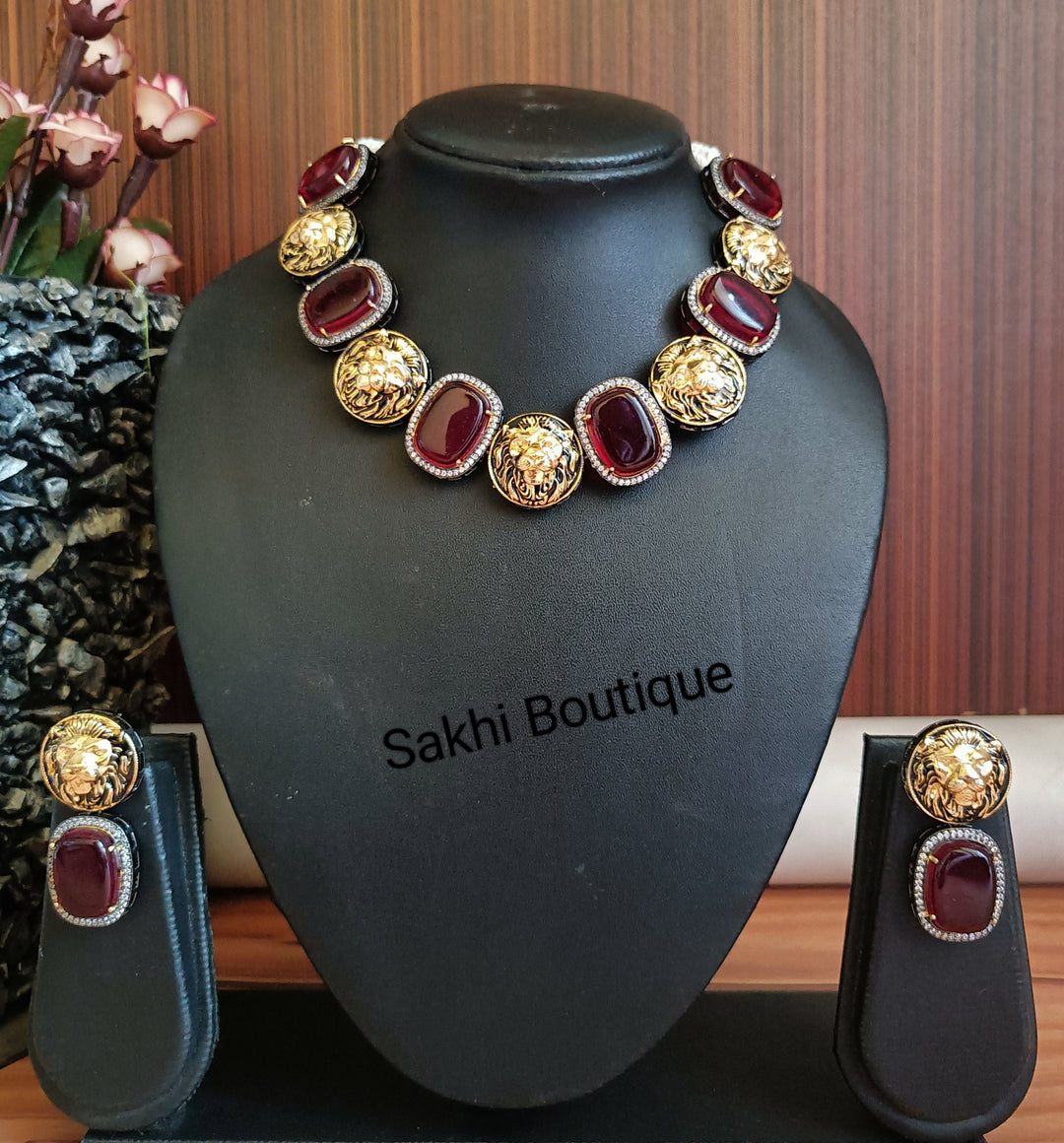 (0518NS36A100) Sabyasachi Inspired Monalisa Stone Necklace