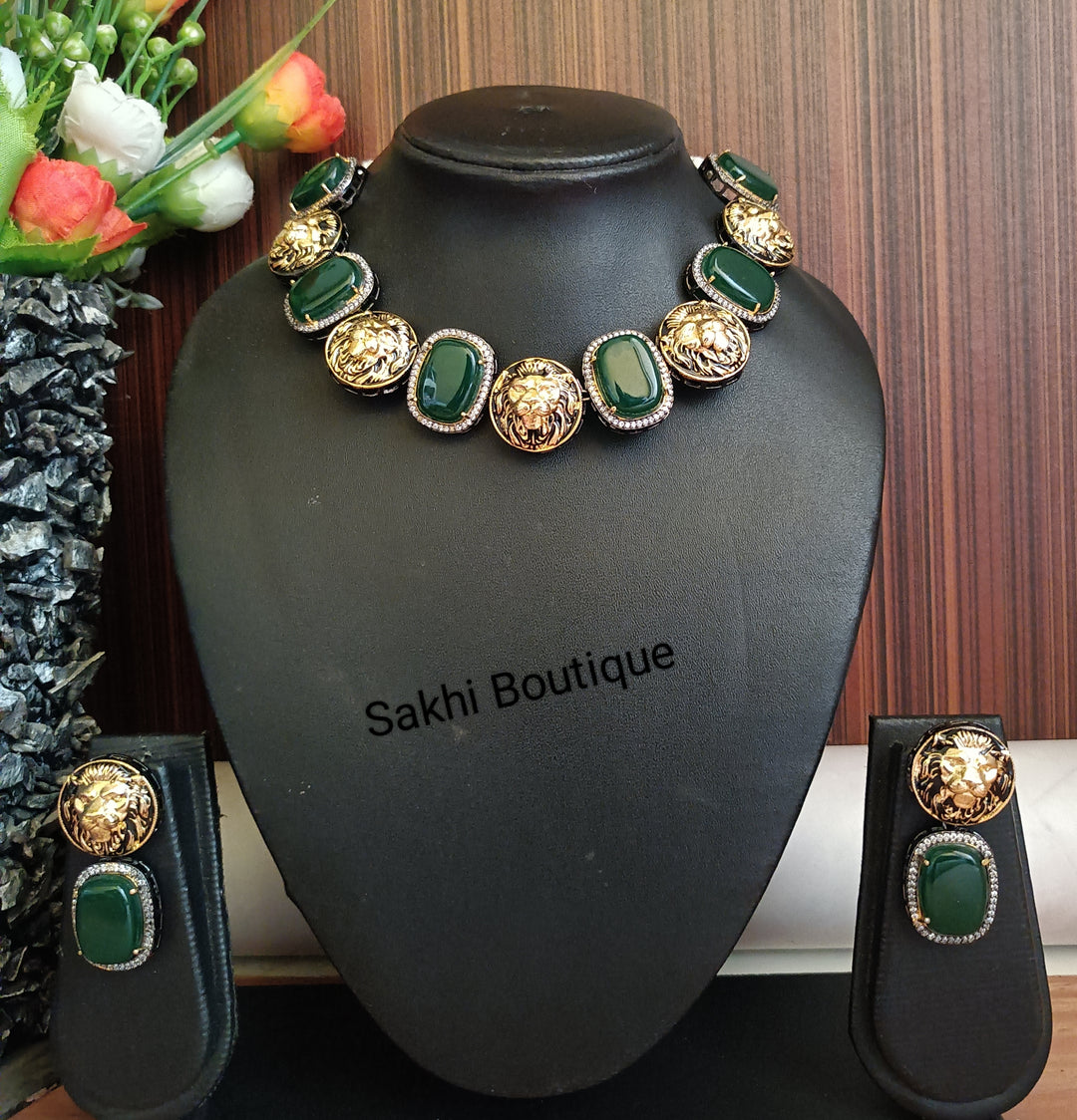 (0518NS36A100) Sabyasachi Inspired Monalisa Stone Necklace