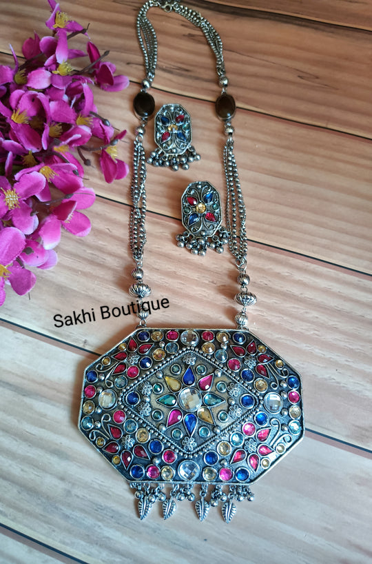 (0818NS001A200) Afghani Multi Long Necklace