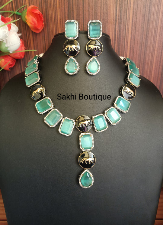 (0518NS33A100) Sabyasachi Inspired Monalisa Stone Necklace