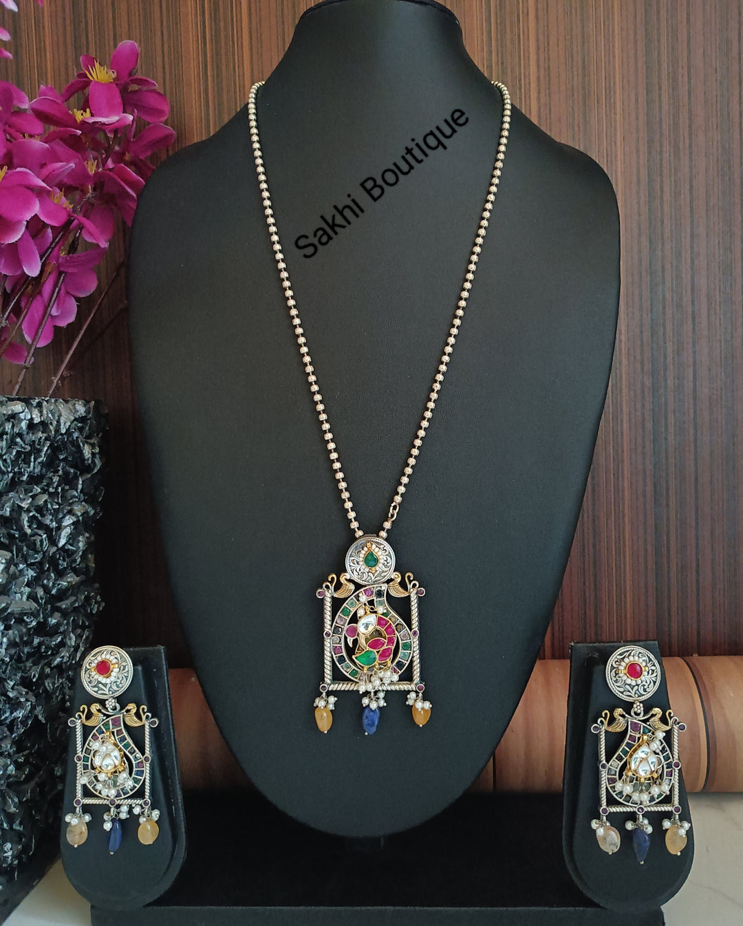 (0718NS036A200) SLA Pachi Kundan Chain Pendent Set