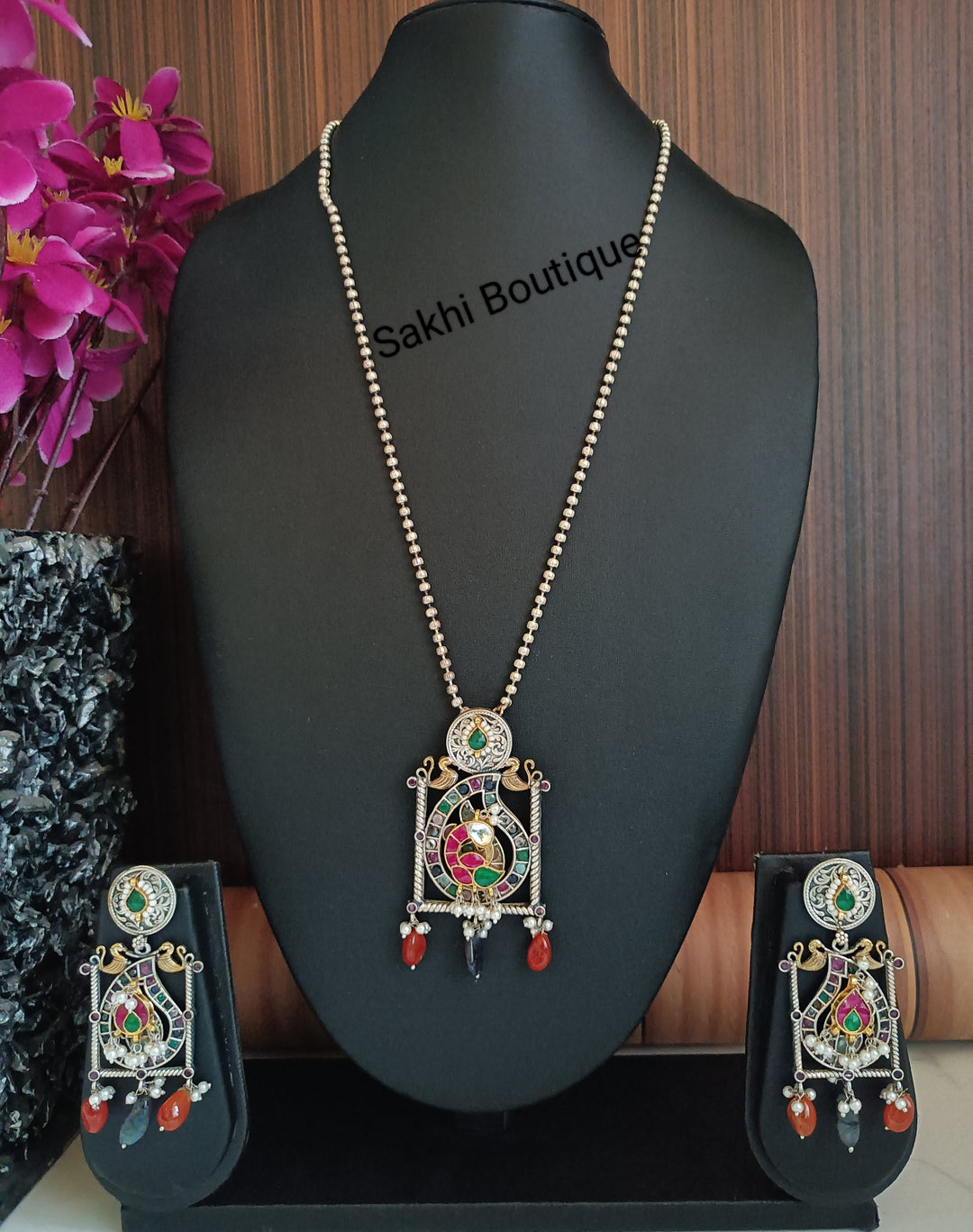 (0718NS036A200) SLA Pachi Kundan Chain Pendent Set