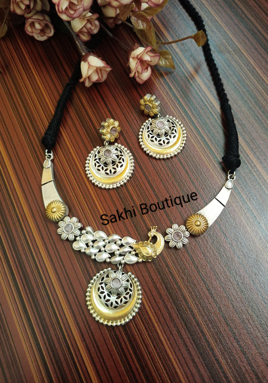 (0718NS042A200) SLA Two Tone Peacock Necklace Set