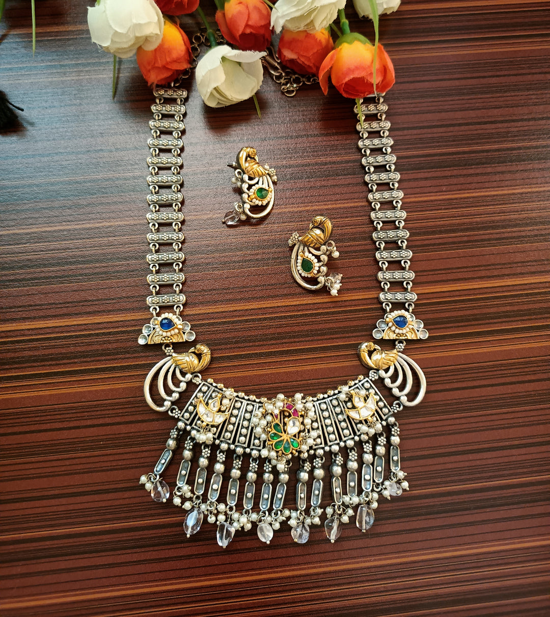 (0754NS007A200) Statement Pachi Kundan Silver Necklace