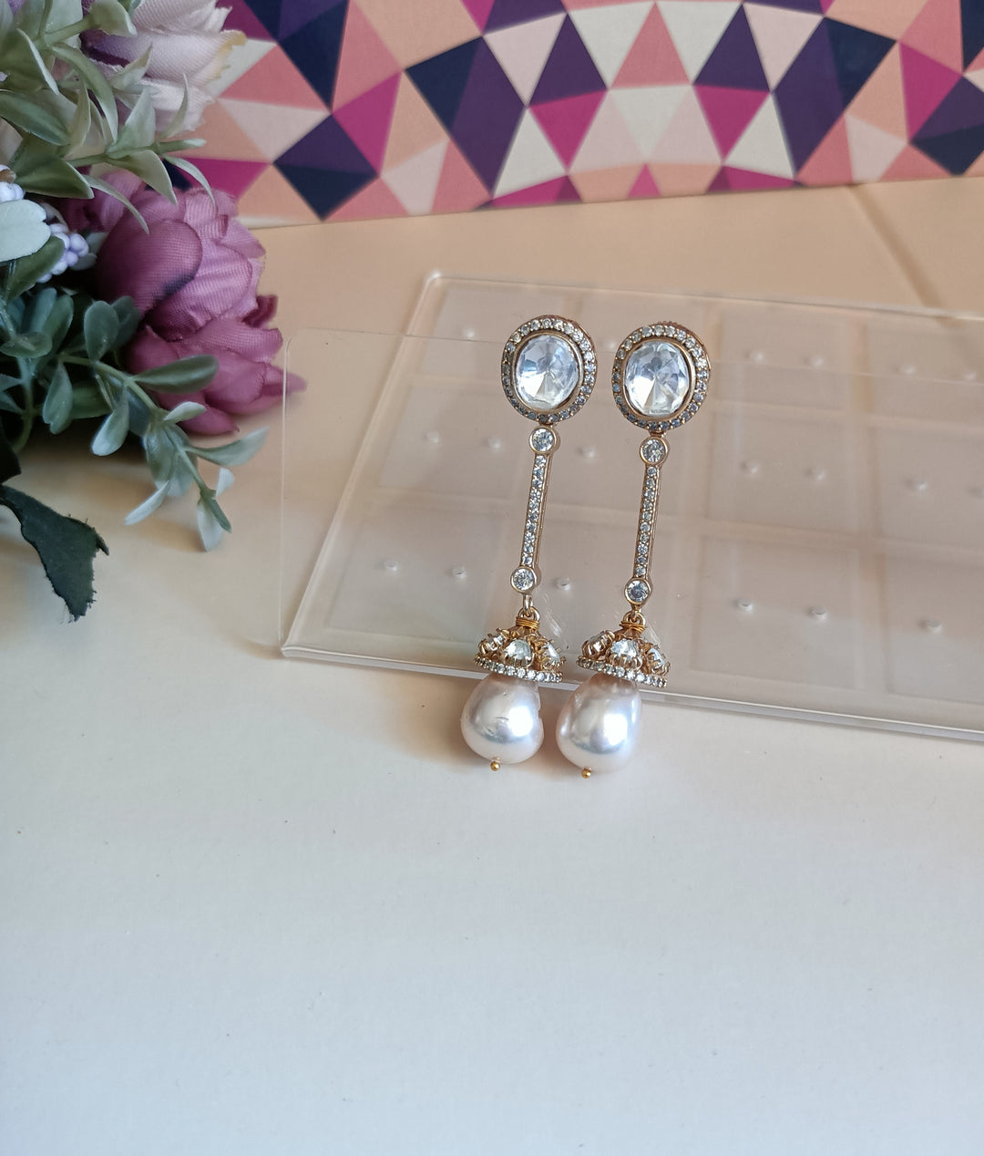 (0356ER010A200) AD Pearl Long Earring