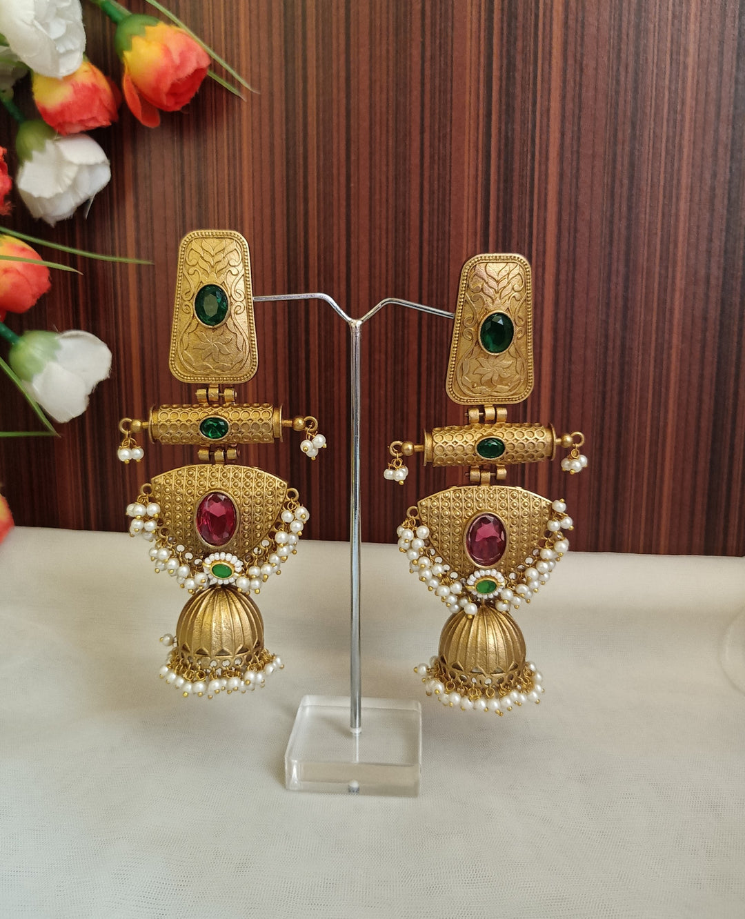 (1045754ER028A20) Stunning Apala Antique Long Designer Jumka Earring