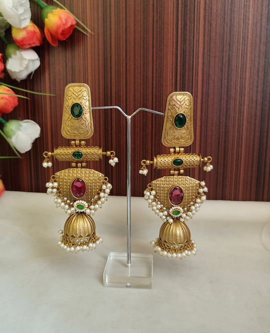 (1045754ER028A20) Stunning Apala Antique Long Designer Jumka Earring