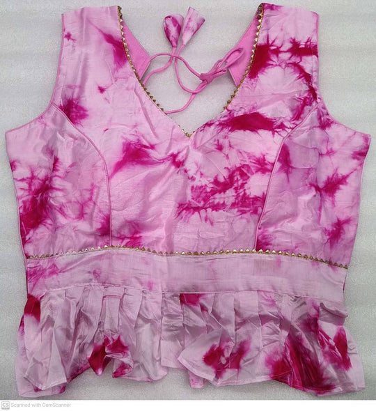 (1712BL002A300) Raw Silk Shibori Print Tie-dye Blouse