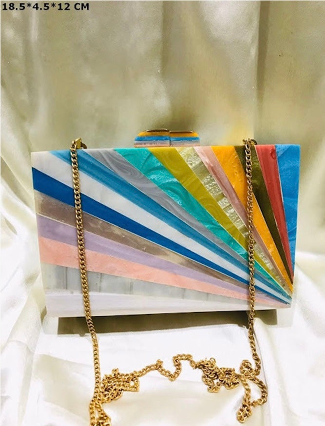 (1818PS003A300) Marble Design Box Clutch