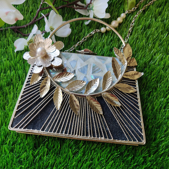 (1818PS009A300) Elegant Look Handmade MOP Brass Clutch