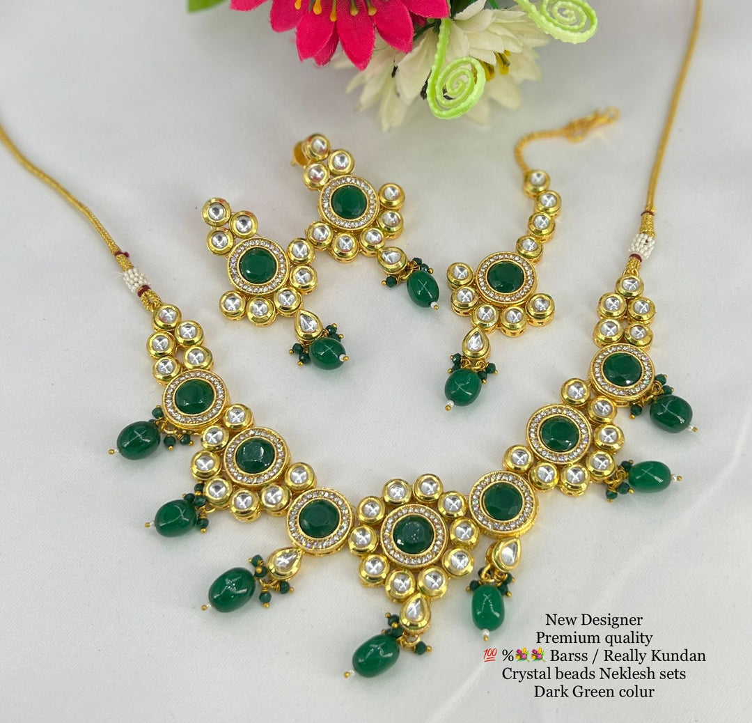 (1-3-NS50)Kundan Ad Monalisha stone combo Necklace