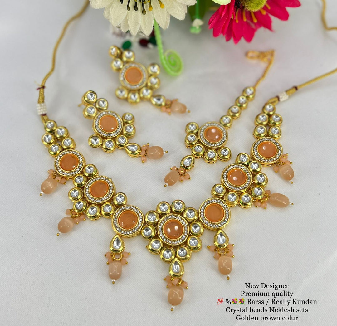 (1-3-NS50)Kundan Ad Monalisha stone combo Necklace