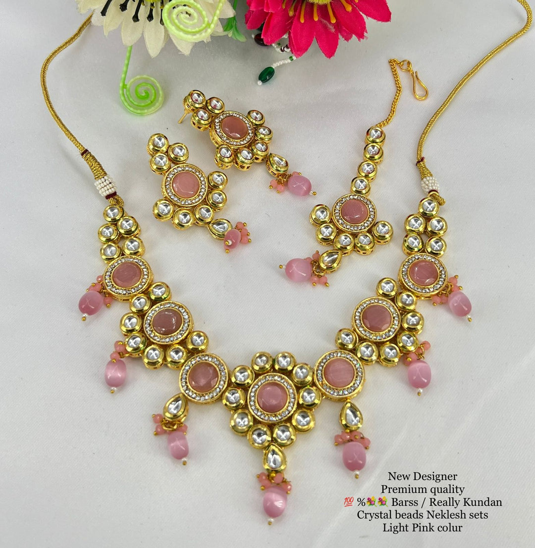 (1-3-NS50)Kundan Ad Monalisha stone combo Necklace