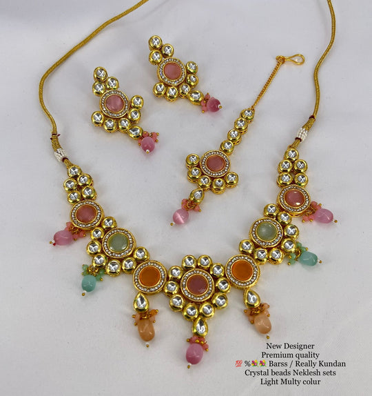 (1-3-NS50)Kundan Ad Monalisha stone combo Necklace