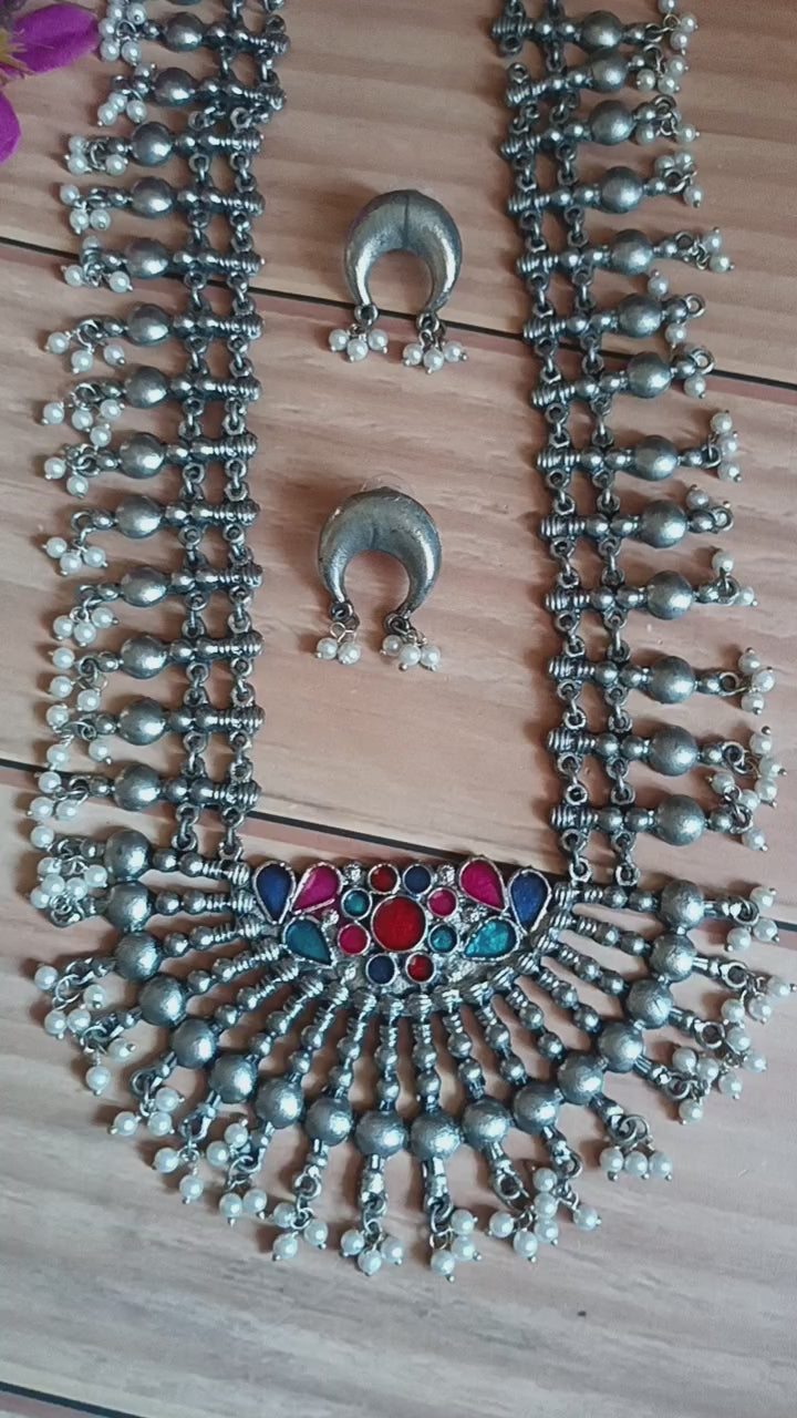 (0818NS002A200) Afghani Multi Long Necklace