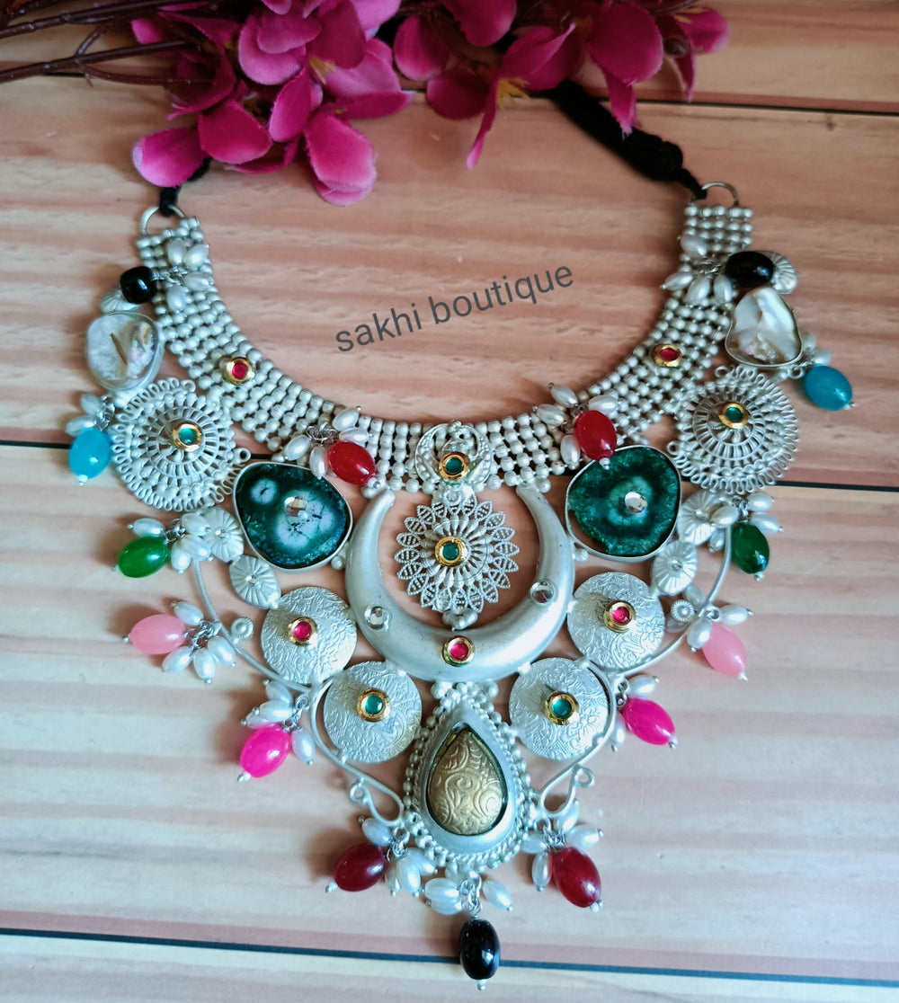 (2-30-NS3) 92.5 coating Multi Statement Necklace - Without Earring