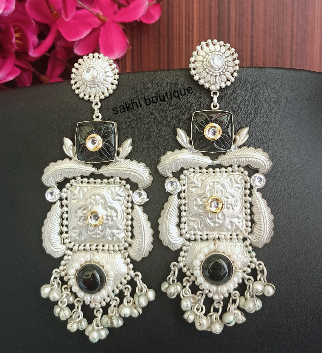 (2-30-ER15) 92.5 Silver coating Statement Earring