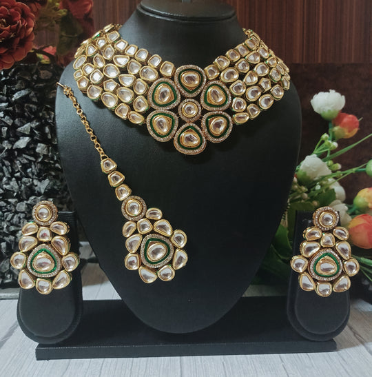 (4-3-NS1) Sabyasachi Inspired AC Kundan Bridal Statement Necklace Set