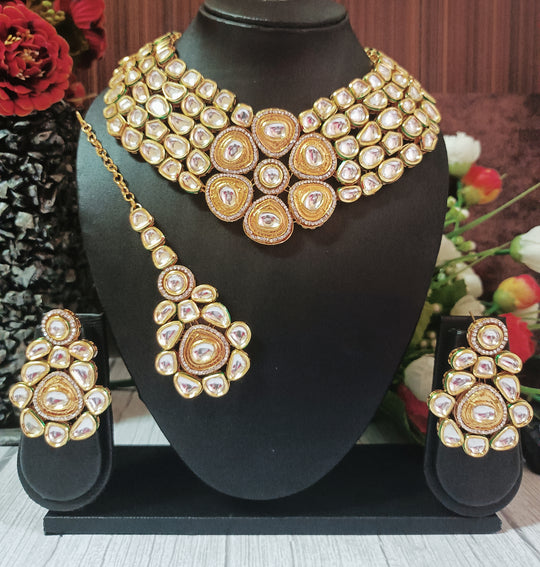 (4-3-NS1) Sabyasachi Inspired AC Kundan Bridal Statement Necklace Set