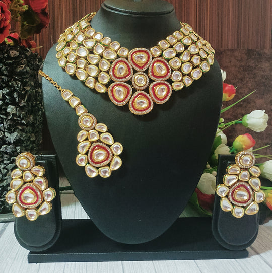 (4-3-NS1) Sabyasachi Inspired AC Kundan Bridal Statement Necklace Set