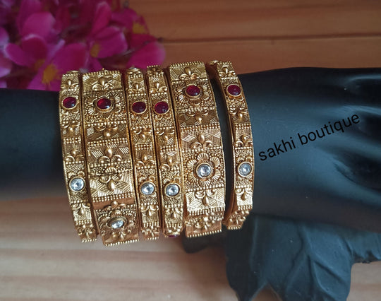 (7-3-BN1) Antique Stone Combo Bangle set