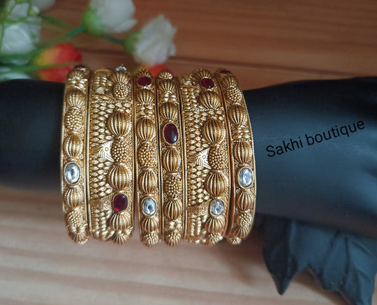 (7-3-BN2) Antique Stone Combo Bangle set