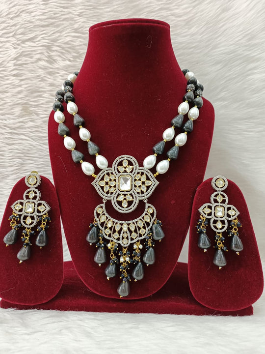 (5-18-NS13) CZ Tyaani Beads Statement mala