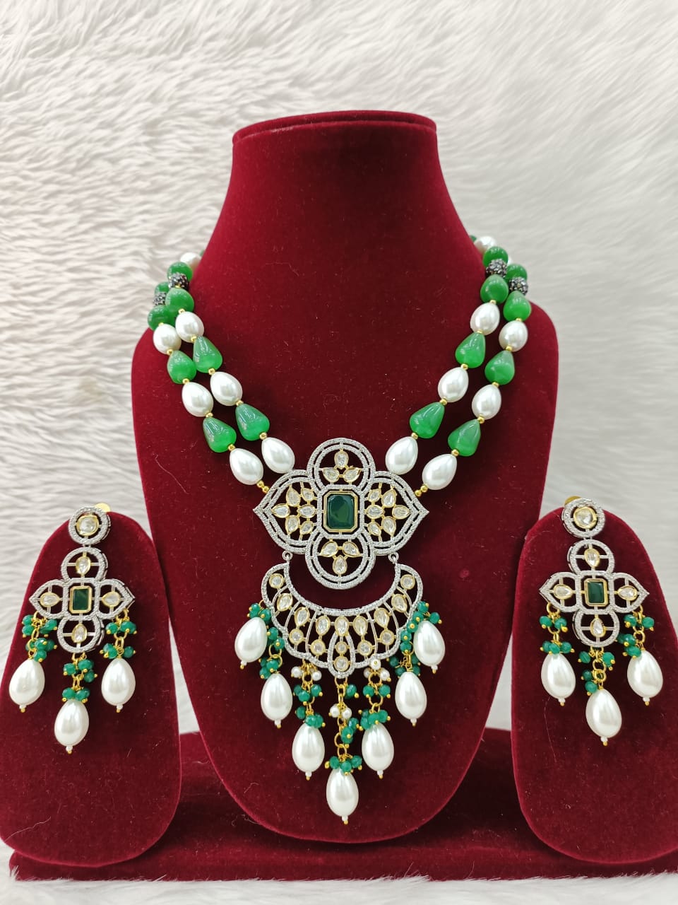 (5-18-NS13) CZ Tyaani Beads Statement mala