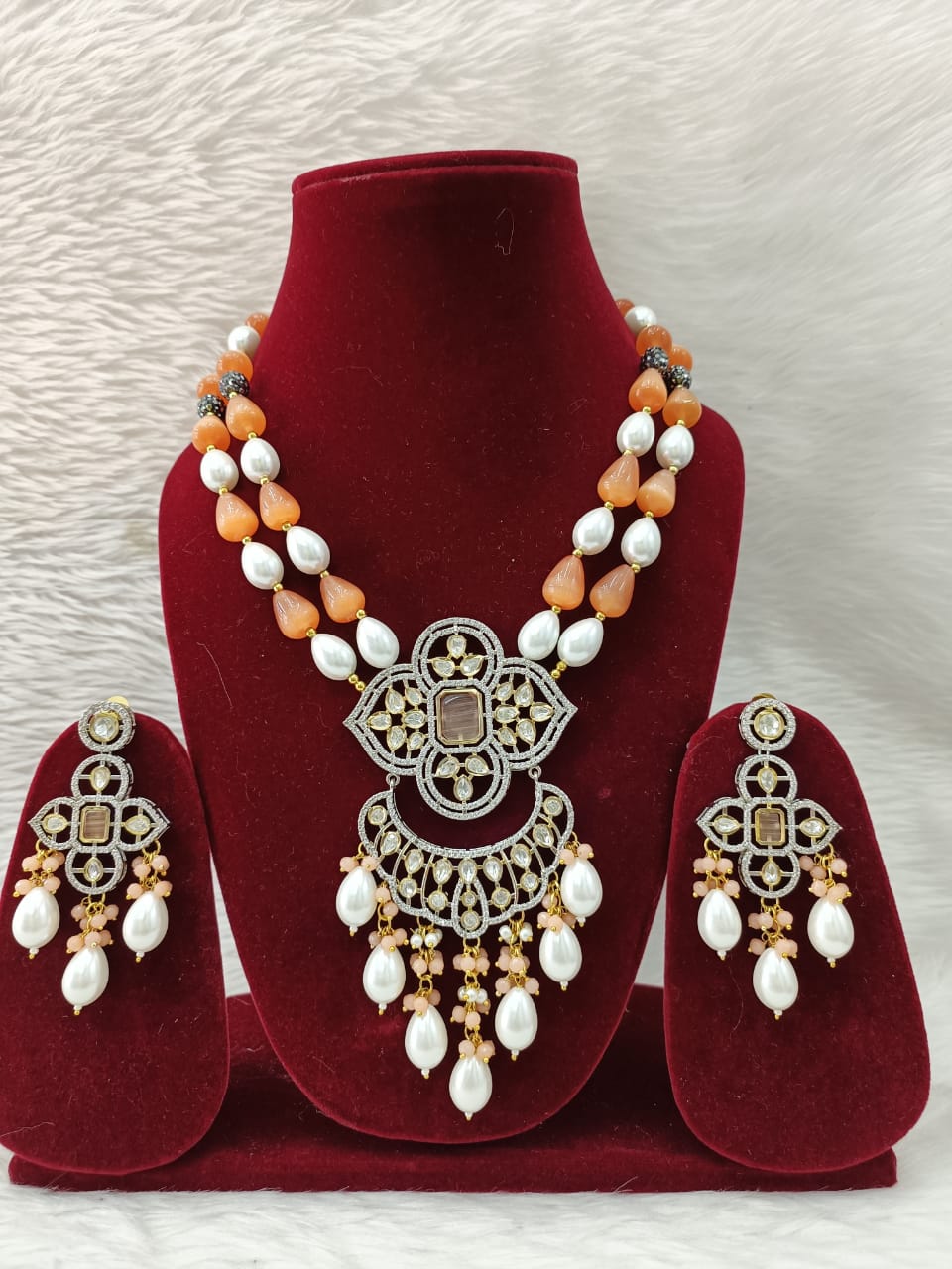 (5-18-NS13) CZ Tyaani Beads Statement mala