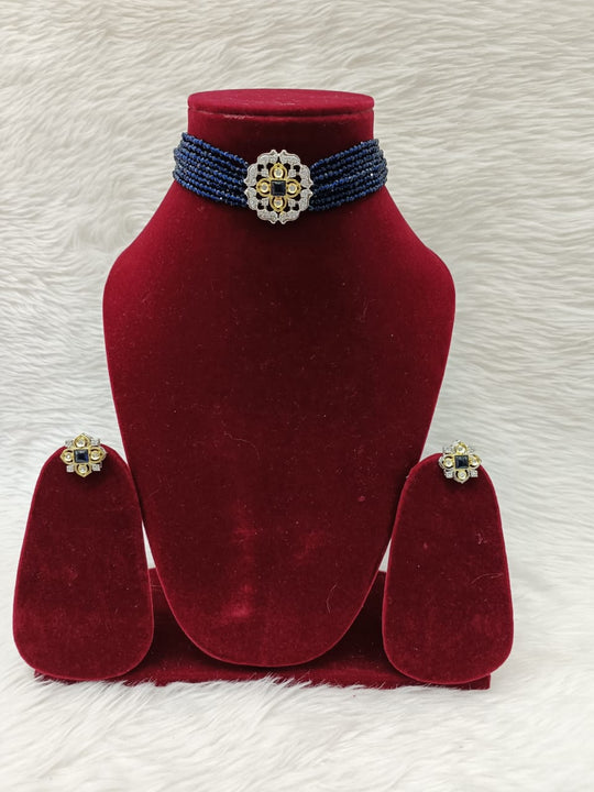 (5-18-NS12) CZ  Tyaani Kundan Stone Choker