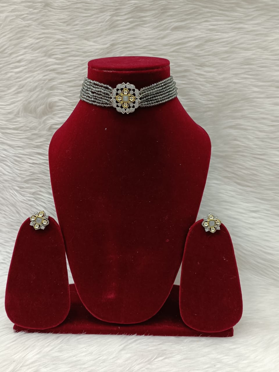 (5-18-NS12) CZ  Tyaani Kundan Stone Choker