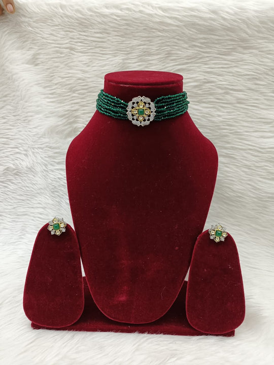 (5-18-NS12) CZ  Tyaani Kundan Stone Choker