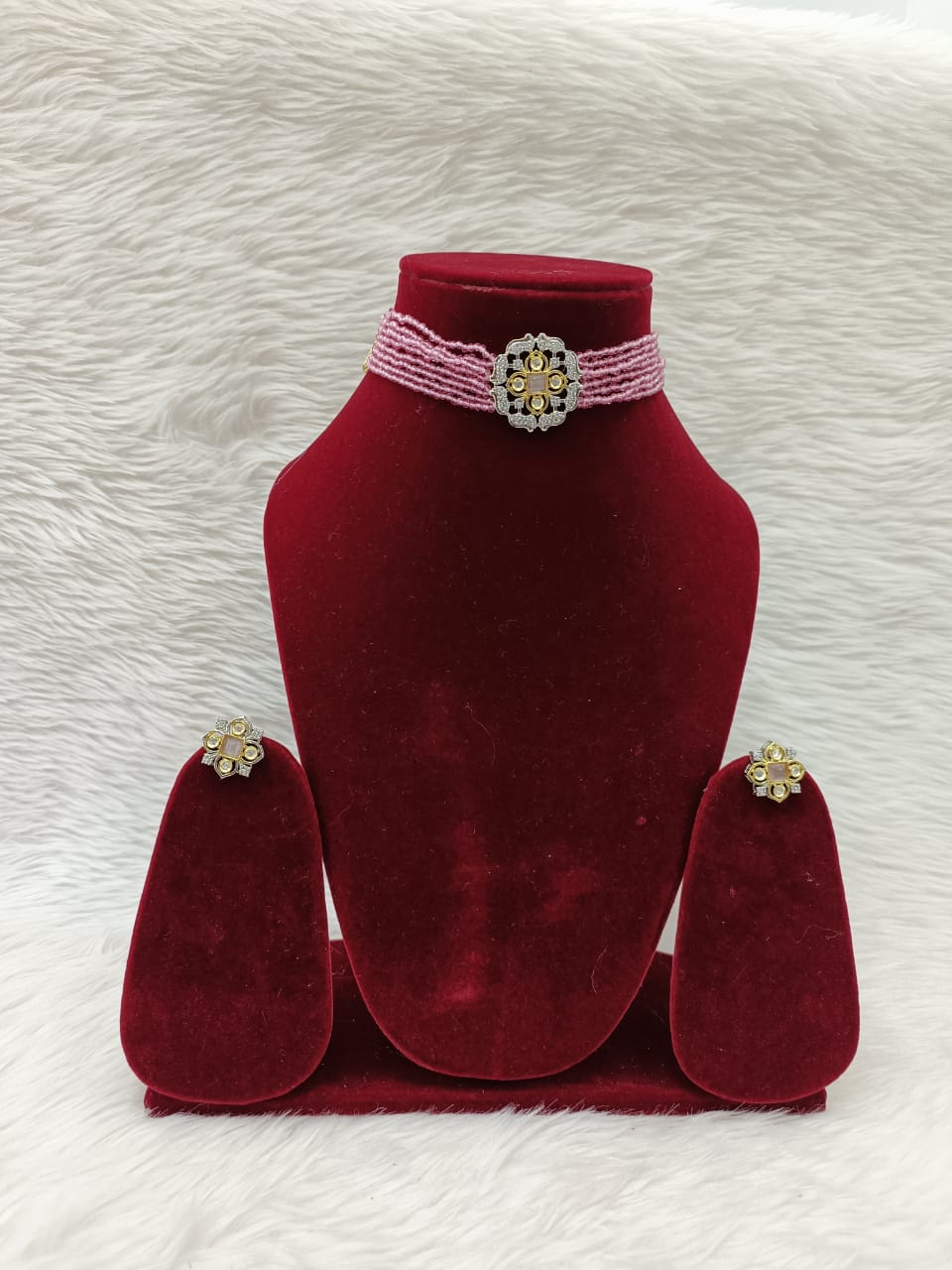 (5-18-NS12) CZ  Tyaani Kundan Stone Choker