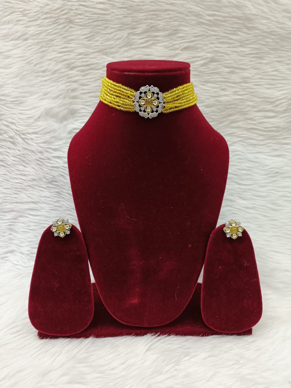 (5-18-NS12) CZ  Tyaani Kundan Stone Choker