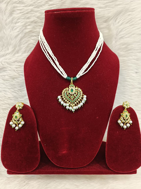 (3-18-NS33)  Jadau Pendent Necklace Set