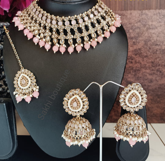 (6-32-NS4) Sabyasachi inspired Polki Combo Jumka Necklace