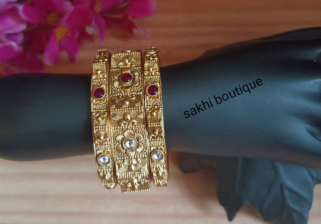 (7-3-BN1) Antique Stone Combo Bangle set