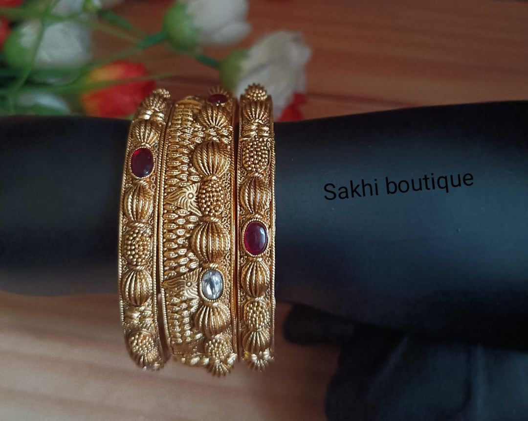 (7-3-BN2) Antique Stone Combo Bangle set