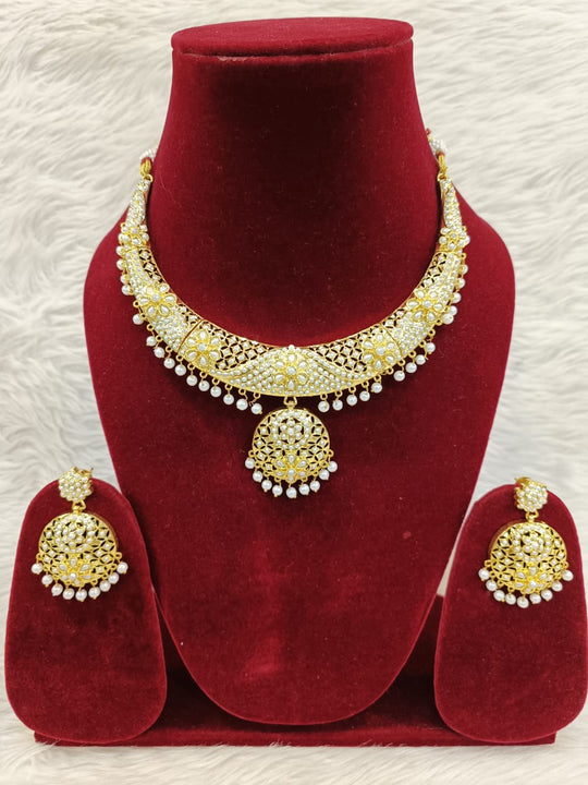 (3-18-NS34) Hyderabadi Jadau Hansli Necklace