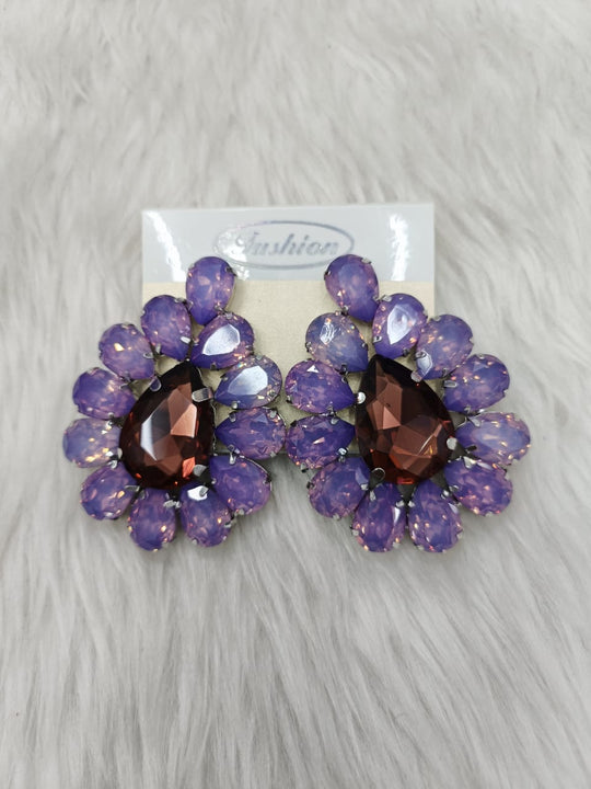 (9-18-ER13) Glass Stone Earring