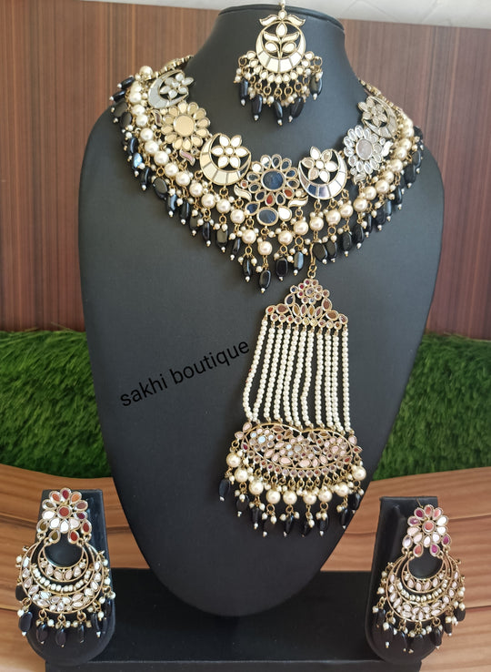 (4-32-NS2) Mirror Statement Combo Necklace