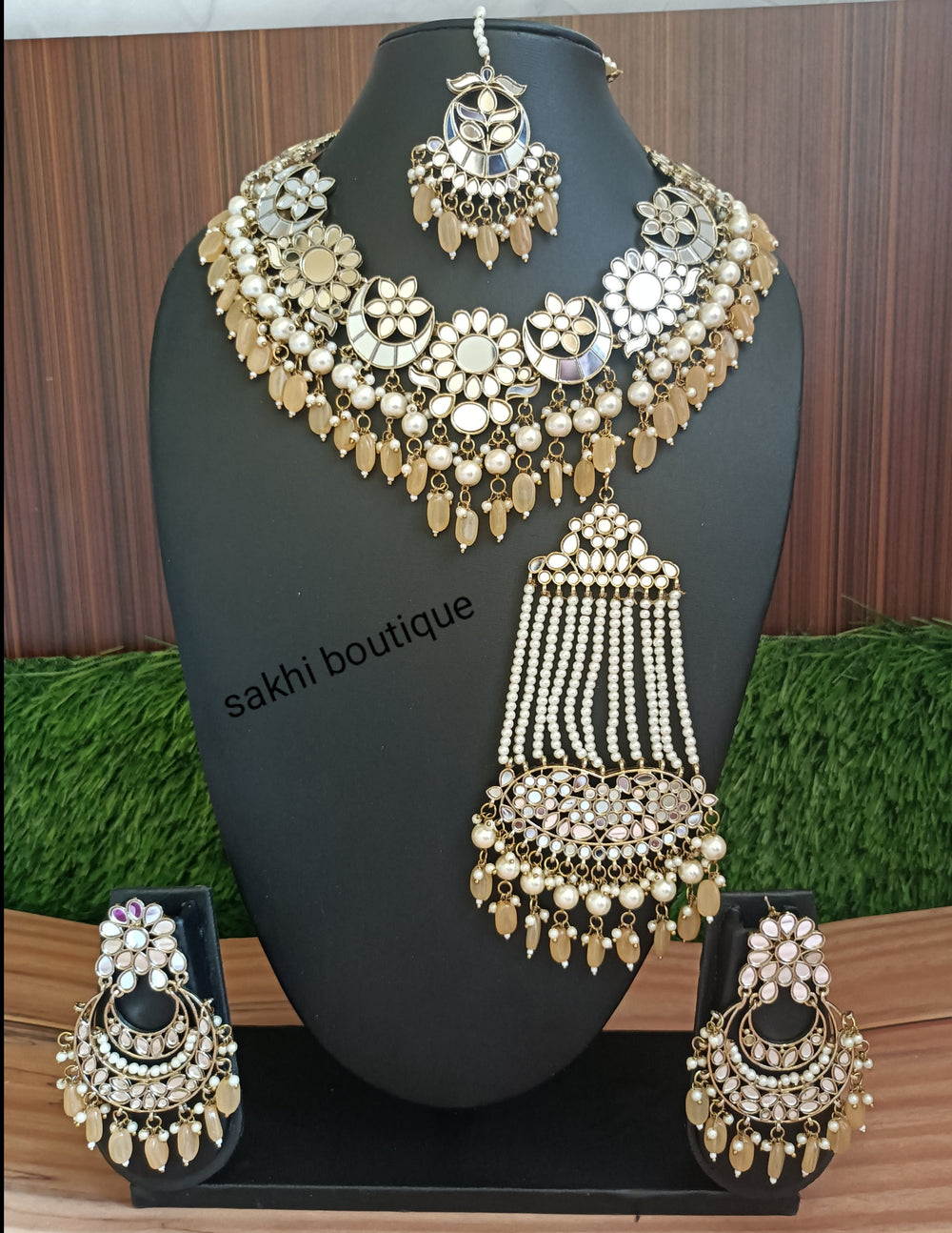 (4-32-NS2) Mirror Statement Combo Necklace